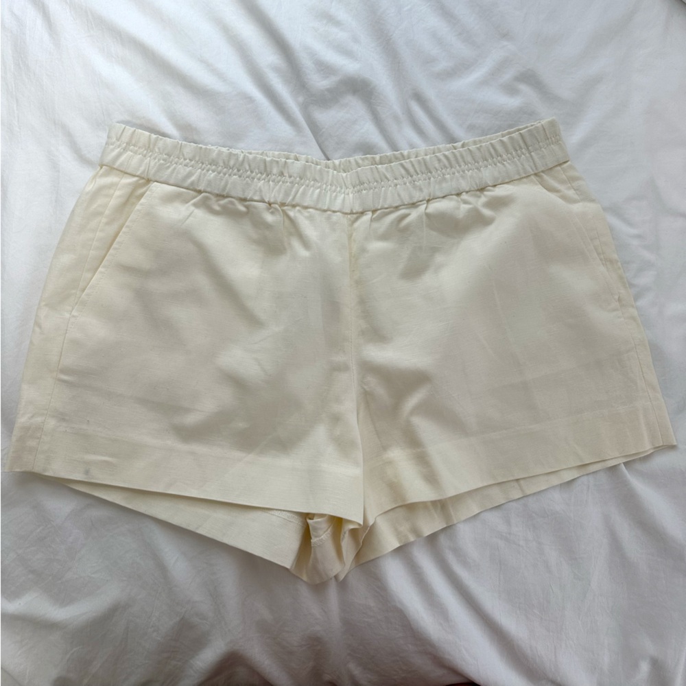 J. Crew Ivory Linen-Like Shorts
